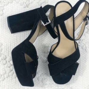 MICHAEL MICHAEL KORS Suede Leather Peep Toe Heels